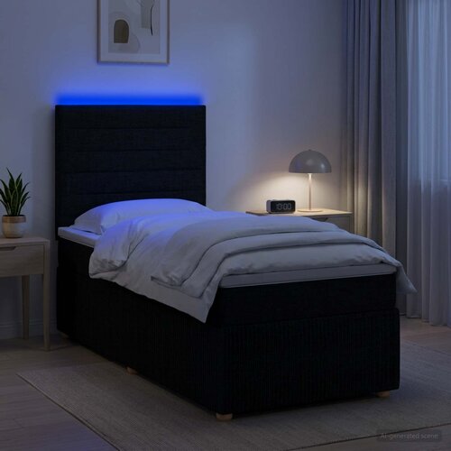  LED okvir za krevet s madracem Crna 90 x 200 cm Tkanina Cene