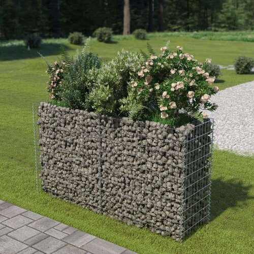 VidaXL Gabionska sadilica od pocinčanog čelika 180 x 50 x 100 cm Slike