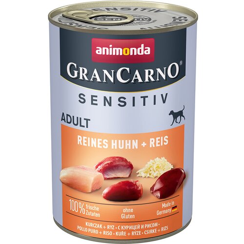 Animonda GranCarno Adult Sensitive 24 x 400 g - Piščanec in riž Cene