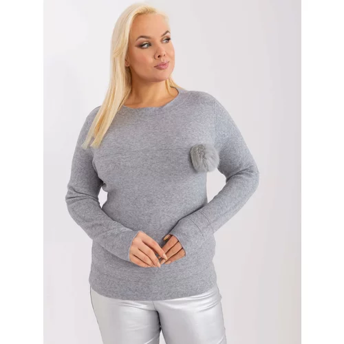 Fashion Hunters Plus size grey casual knit sweater