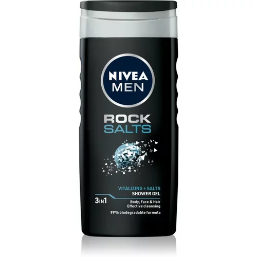 Nivea Men Rock Salt gel za prhanje za obraz, telo in lase 250 ml za moške