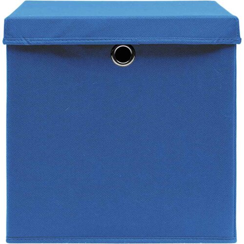  Kutije za pohranu s poklopcima 10 kom plave 32x32x32 cm tkanina Slike