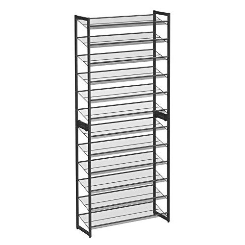 Songmics 12-stopenjsko stojalo za čevlje, komplet 2 6-stopenjskih organizatorjev za čevlje, 48–60 parov čevljev, velika prostornina, kovinska polica za čevlje, nastavljive ravne ali kotne police, črn, (21313482) Cene
