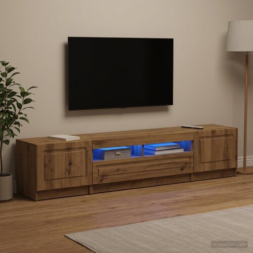  LED TV kabinet UTRECHT 3 kom. Hrast artisan Konstruirano drvo Siva 100 x 35 x 40 cm Slike