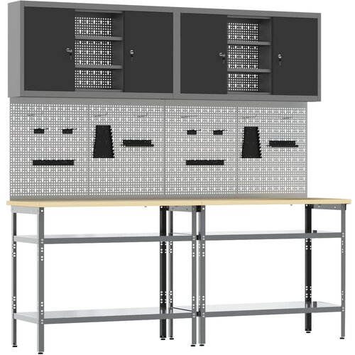  Set radnog stola 8 kom. Crna i Siva Čelik s prahom premazan Cijene