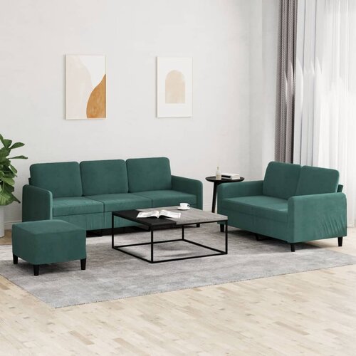  3-dijelni set sofa tamnozeleni baršunasti Cene