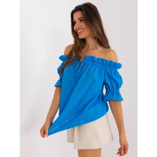 Fashion Hunters Blue blouse made of Spanish cotton