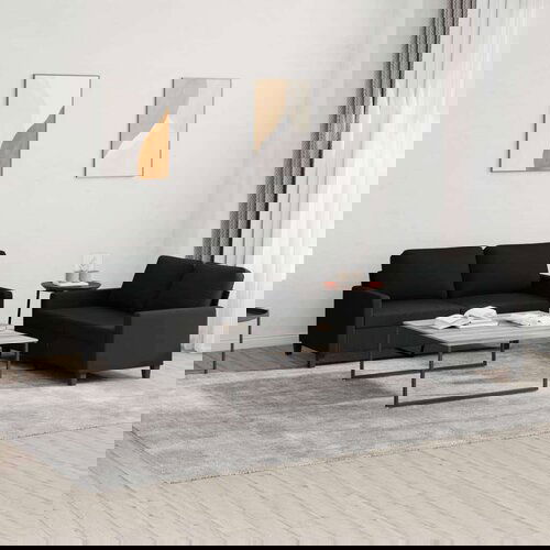  2-dijelni set sofa s jastucima crni od tkanine Cene