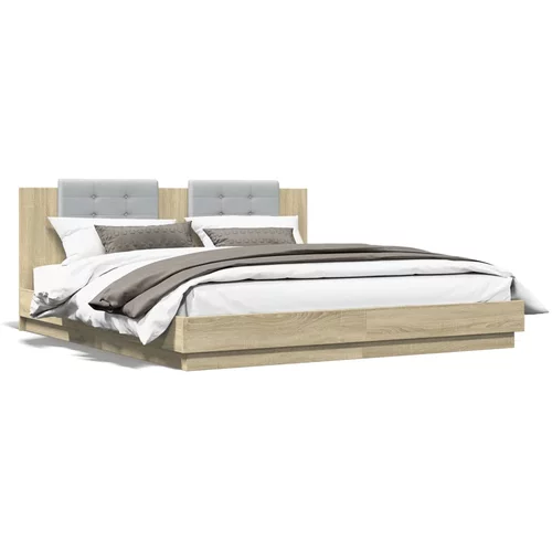  Okvir za krevet s uzglavljem boja hrasta 180x200 cm drveni