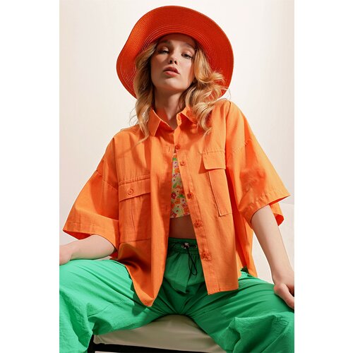 Trend Alaçatı Stili Shirt - Orange - Regular fit Slike