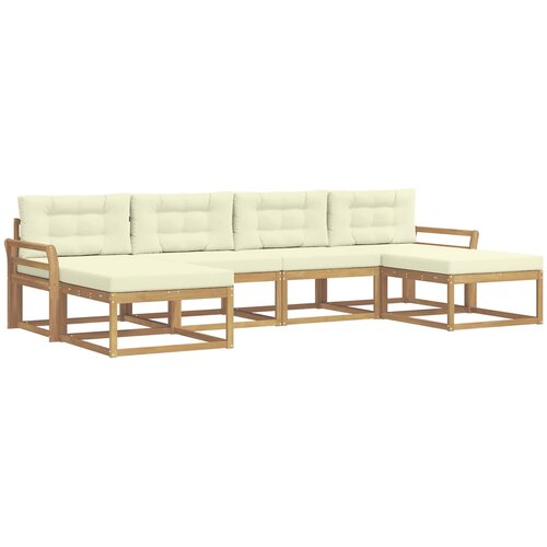  Set vanjskih sofa 6 kom. Bijela i krem Smeđa 333 x 162,5 x 73 cm Slike