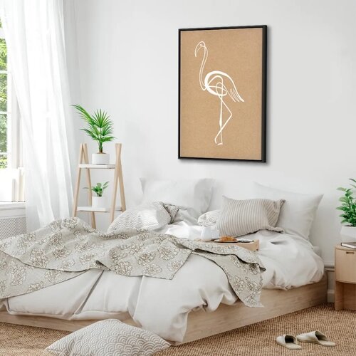  Slika - White Flamingo (1 Part) Vertical 60x90 U crnom drvenom okviru Slike