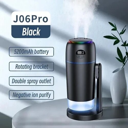 Venisymlis Aromaterapevtski Stroj Usb, Avtomobilski Vlažilec Zraka, Led Nočna Lučka, Tiha, 500 Ml, Pametni Vrtljivi Dvojni Vlažilec Zraka (Črn), (22060826) Slike