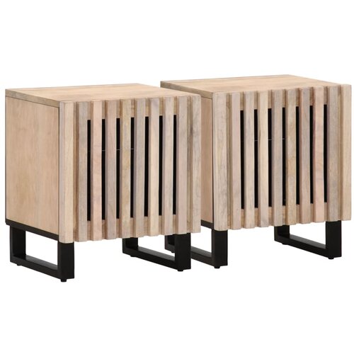 VidaXL Noćni ormarići 2 kom 40x34x46 cm masivno izbijeljeno drvo manga Slike