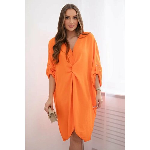 Kesi Oversize dress with a V-neck in orange Cene