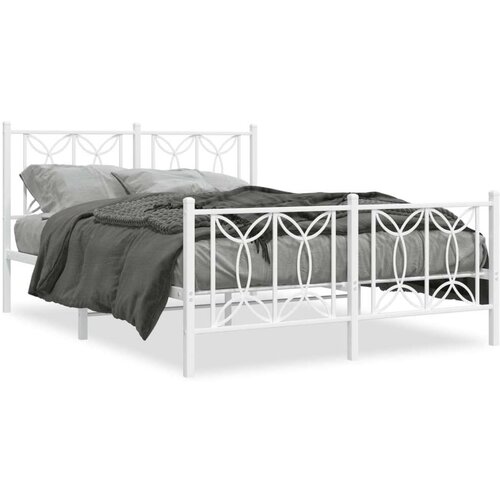 Metalni okvir kreveta uzglavlje i podnožje bijeli 140 x 190 cm Cijene