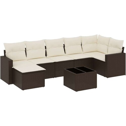 VidaXL 8-dijelni set vrtnih sofa s jastucima smeđi od poliratana Slike