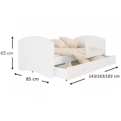  Dječji krevet LUKI DESIGN Medo s ladicom 180x80 cm, bijeli, s madracem od PE pjene 8 cm Slike