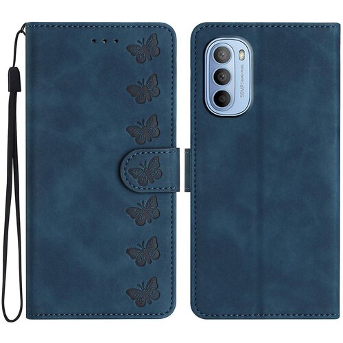 INORCO Ovitek za telefon Motorola Moto G62 5G PU usnje z vtisnjenim metuljem, stojalo Shell Wallet Flip Cover, (22036633) Cene