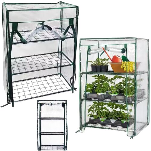 Mini Balcony Garden Greenhouse 3 Metal Shelves PVC Foil 46 x 24 x 80cm Cijene