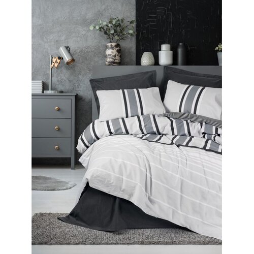 Nobby Anthracite Anthracite Ranforce Single Quilt Cover Set (DE) Slike