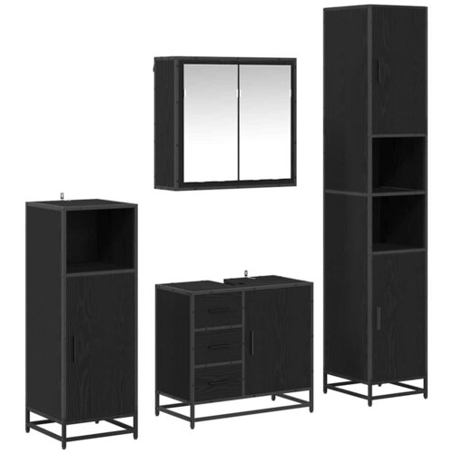 vidaXL Komplet pohi&scaron;tva za kopalnico s predalom 4 pcs Črna Orehovina, (5000092690) Cene