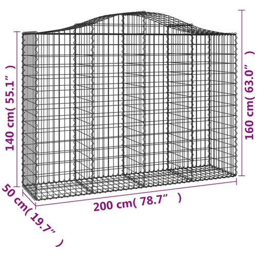  Lučne gabionske ko&amp;scaron;are 9 kom 200x50x140/160cm pocinčano željezo Slike
