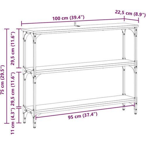  Konzolna stolica s policom Crni hrast 100 x 22.5 x 75 cm Slike