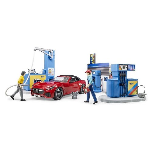 Bruder benzinska stanica sa autom i figurama Slike