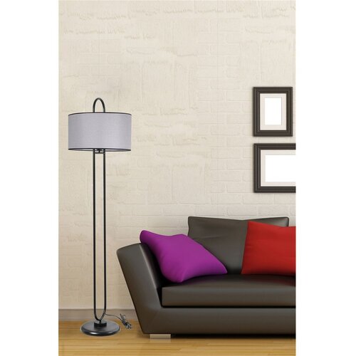 Opviq Elips Lambader Siyah Ayak Açık Hasır Gri Abajurlu Grey Floor Lamp Cene