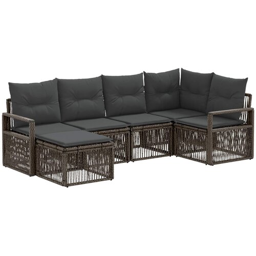 vidaXL Vrtna sedežna garnitura 6 pcs Siva poli ratan, (5000272427) Cene