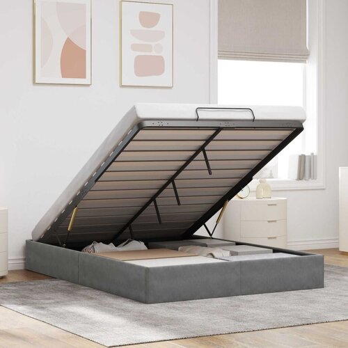  Otoman krevet Tamnosiva 153 x 203 cm Bar&amp;scaron;un - Tamnosiva 152 x 203 cm Slike