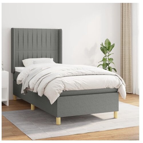  Box spring postelja z vzmetnico temno siva 80x200 cm blago Cene