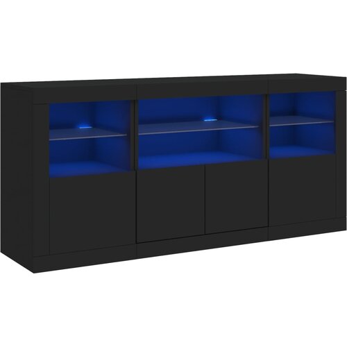Maison Chic Komoda - Predalnik z LED lučkami črna 142,5x37x67 cm, (21717148) Slike