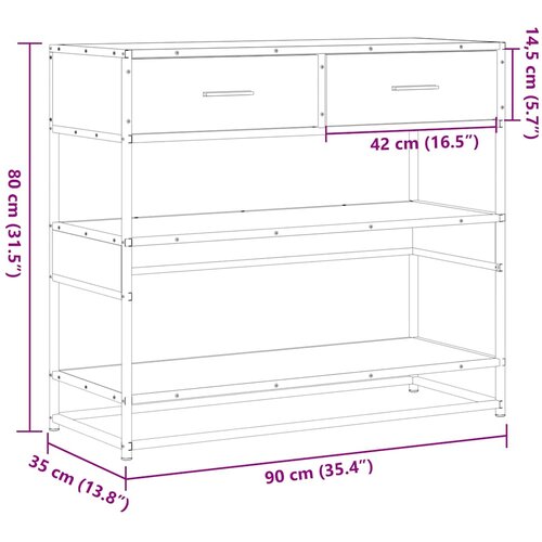  Konzolni stol boja hrasta 90x35x80 cm konstruirano drvo Slike