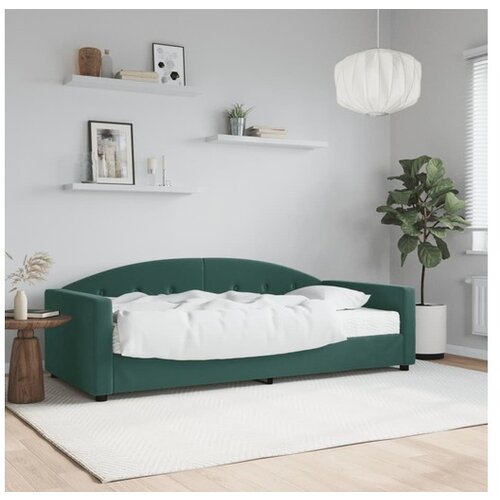 VidaXL Dnevna postelja z vzmetnico temno zelena 90x200 cm ža Slike