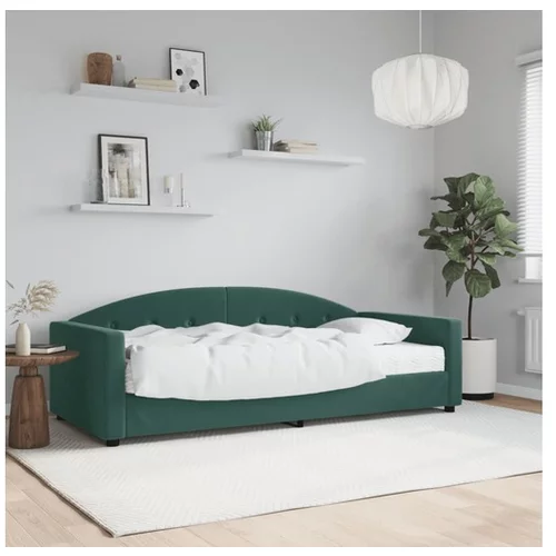 vidaXL Dnevna postelja z vzmetnico temno zelena 90x200 cm ža