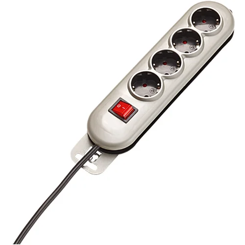 Unitec produžni kabel s utičnicama Silverline (Broj šuko utičnica: 4 Kom., Srebrne boje, 2 m, 3.500 W)
