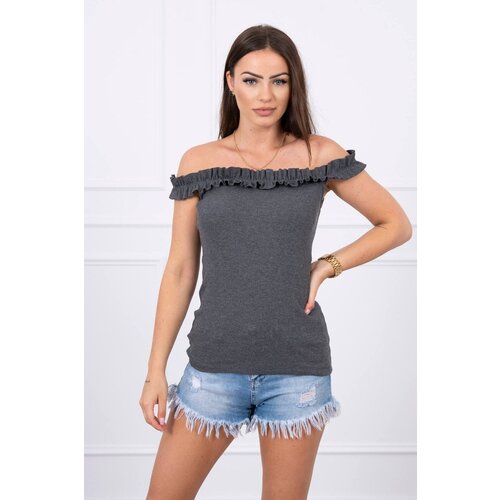 Kesi Shoulderless blouse with graphite ruffles Slike