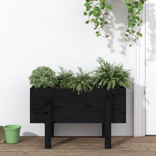 vidaXL Vrtna visoka greda črna 62x30x38 cm trdna borovina Cene