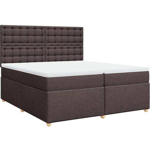VidaXL Krevet s oprugama i madracem tamnosmeđi 200x200 cm od tkanine Slike