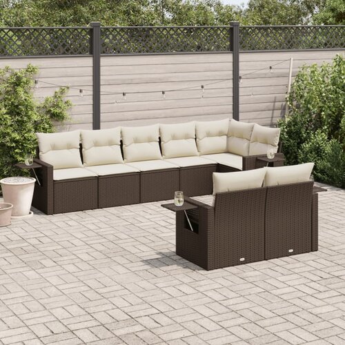 VidaXL 8-dijelni set vrtnih sofa s jastucima smeđi od poliratana Slike