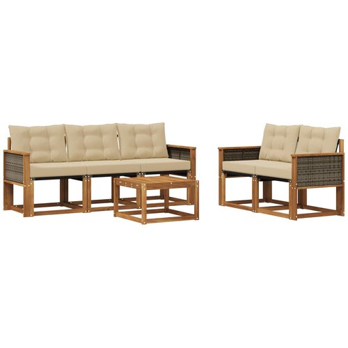 vidaXL Zunanja garnitura za sedenje z blazino 6 pcs Naravna in bež, (5000273491) Cene