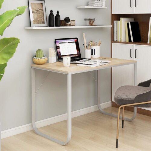 vidaXL Stol za računalo bijeli i boja hrasta 110x60x73 cm od iverice Cijene