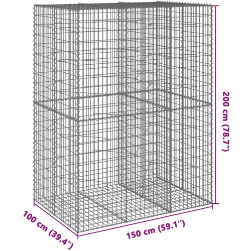  Gabionska ko&amp;scaron;ara s poklopcem 150x100x200 cm pocinčano željezo Slike