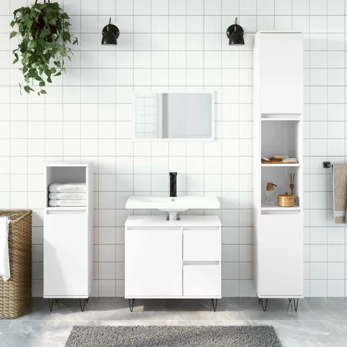  3-dijelni set kupaonskog namještaja sjajni bijeli drveni