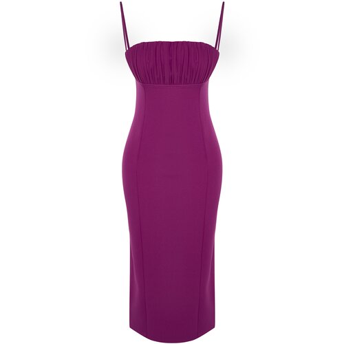 Trendyol Purple Fitted Lined Woven Evening Dress Cene