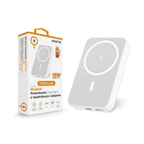 ALIGATOR AMS04WT - Power bank sa bežičnim MagSafe punjenjem 10000 mAh 15W PD crna Slike