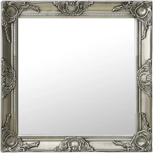 vidaXL Stensko ogledalo v baročnem stilu 60x60 cm srebrno