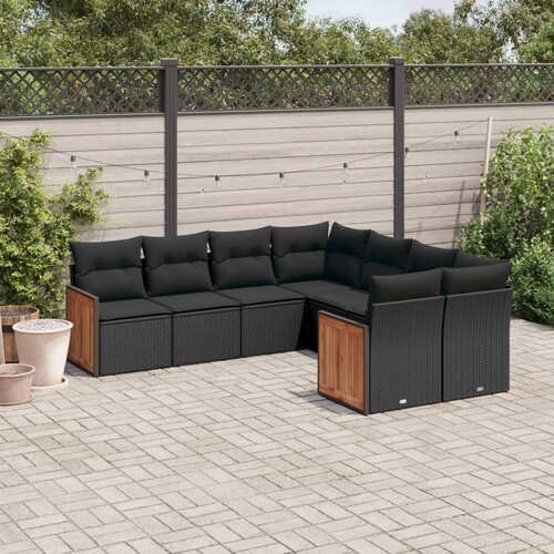 vidaXL 8-dijelni set vrtnih sofa od poliratana s jastucima crni Cijene